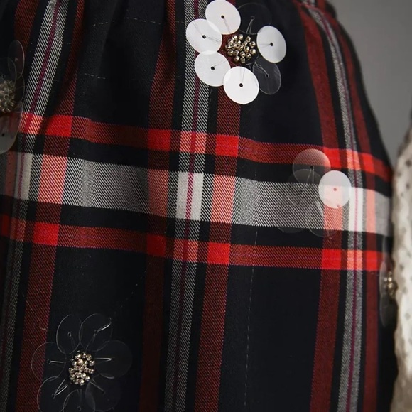 Anthropologie plaid embellished skirt new without tags size 10,12 - Picture 3 of 6